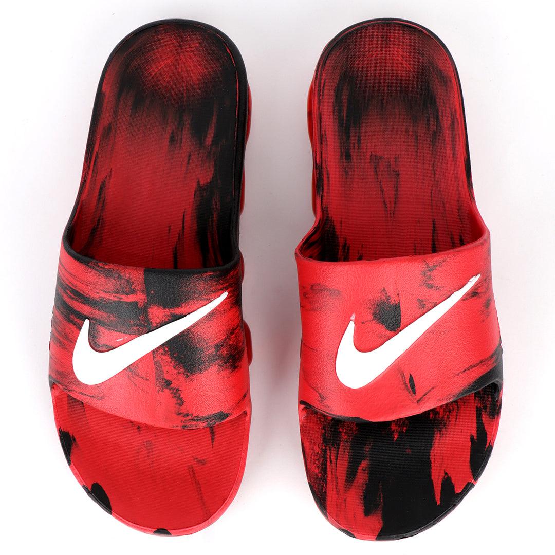 NK Benassi JDI Red and Black With White Design Logo Men's Slide - Obeezi.com