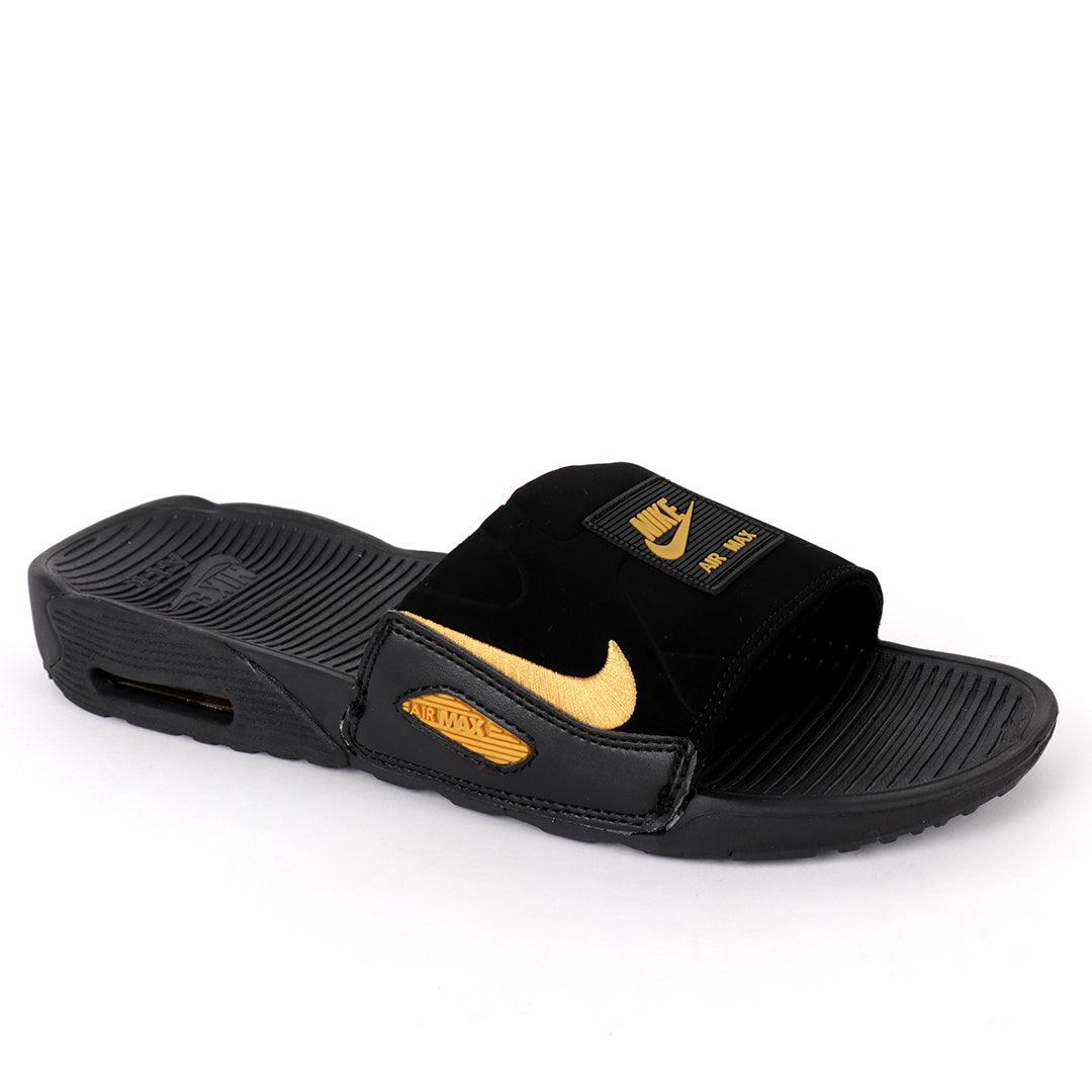 NK Camden Black And Gold Design Sneaker Sole Slide - Obeezi.com