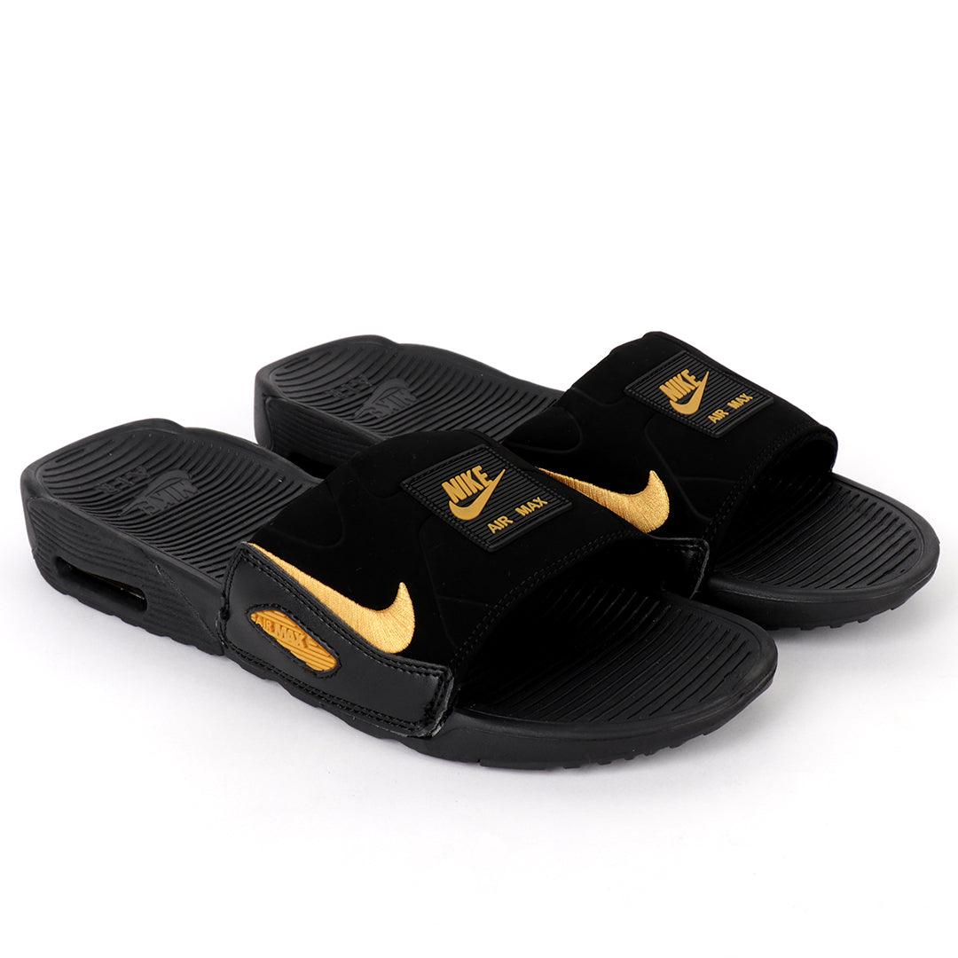NK Camden Black And Gold Design Sneaker Sole Slide - Obeezi.com