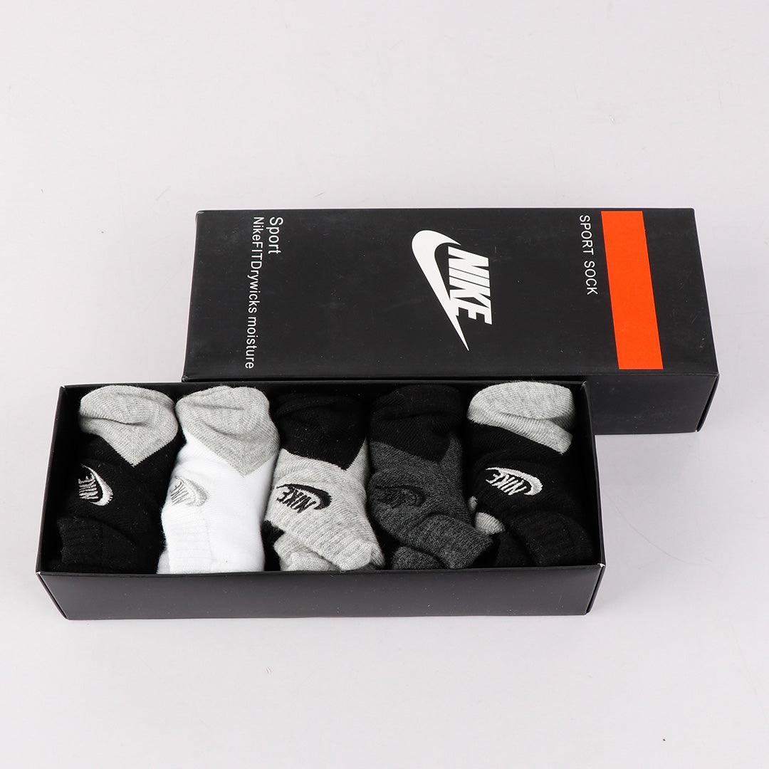 NK Classic 5 in 1 Pack Black White Grey Ash Socks - Obeezi.com
