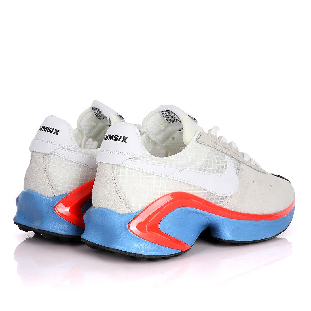 NK D/MS/X Waffle Beige Sneakers With Classic Red And Blue Designs - Obeezi