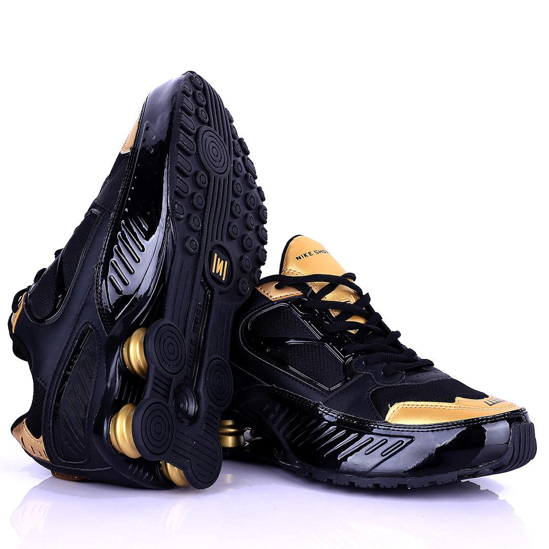 NK Flyknit Black And Gold Exquisite Designed Lace up Sneakers - Obeezi.com