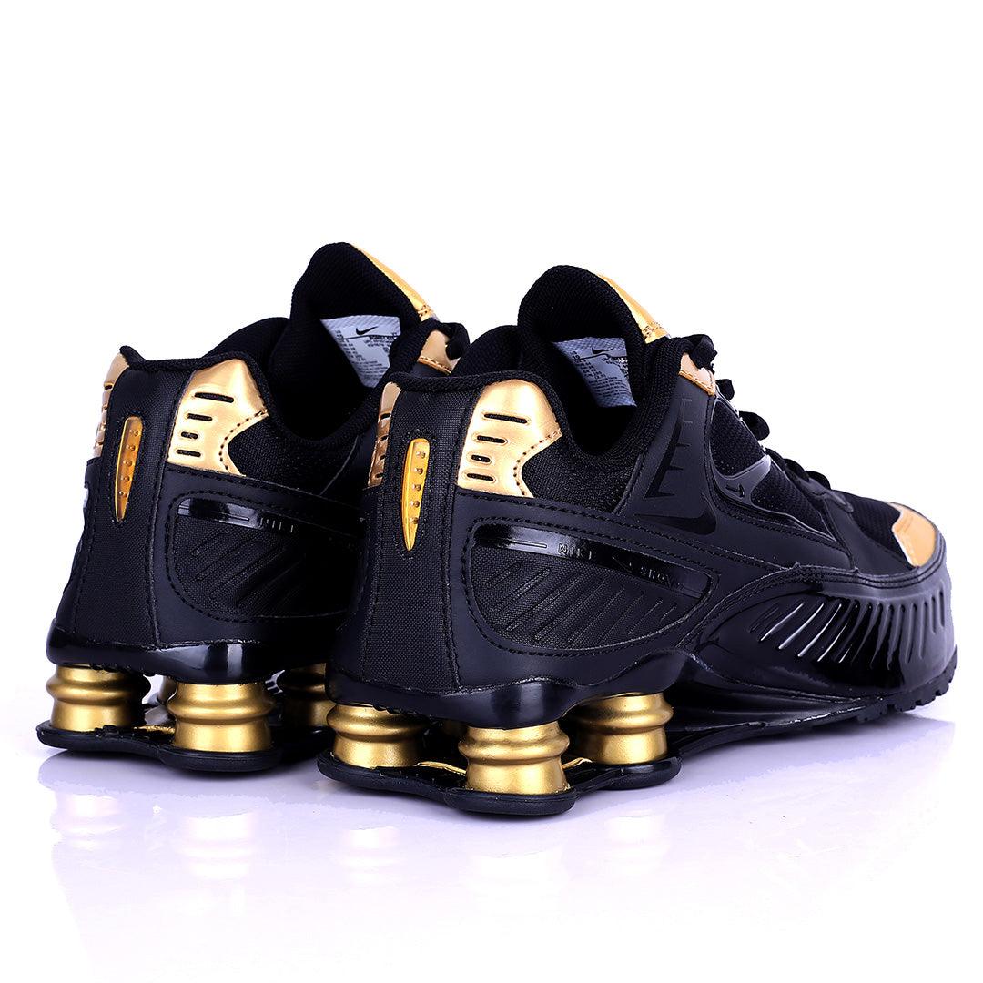 NK Flyknit Black And Gold Exquisite Designed Lace up Sneakers - Obeezi.com