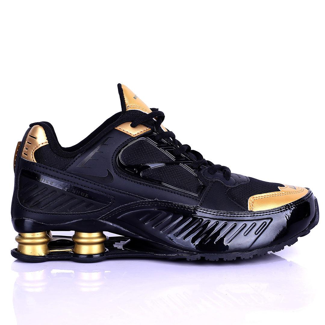 NK Flyknit Black And Gold Exquisite Designed Lace up Sneakers - Obeezi.com