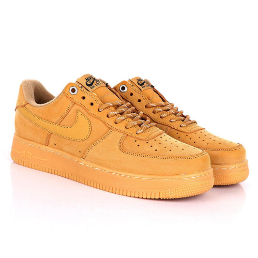 NK Force 1 Flat/Wheat-Gum Light Brown Sneakers - Obeezi