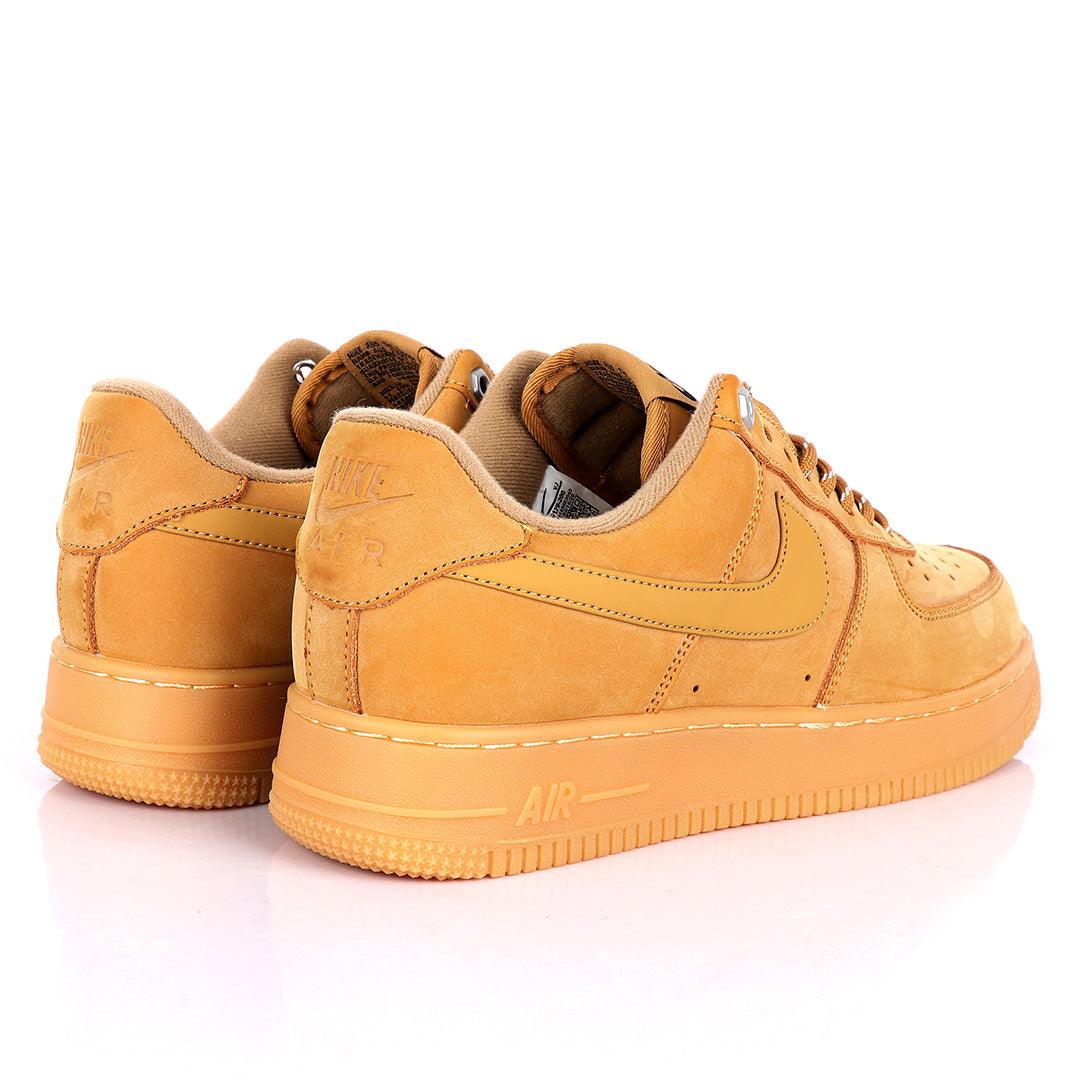 NK Force 1 Flat/Wheat-Gum Light Brown Sneakers - Obeezi