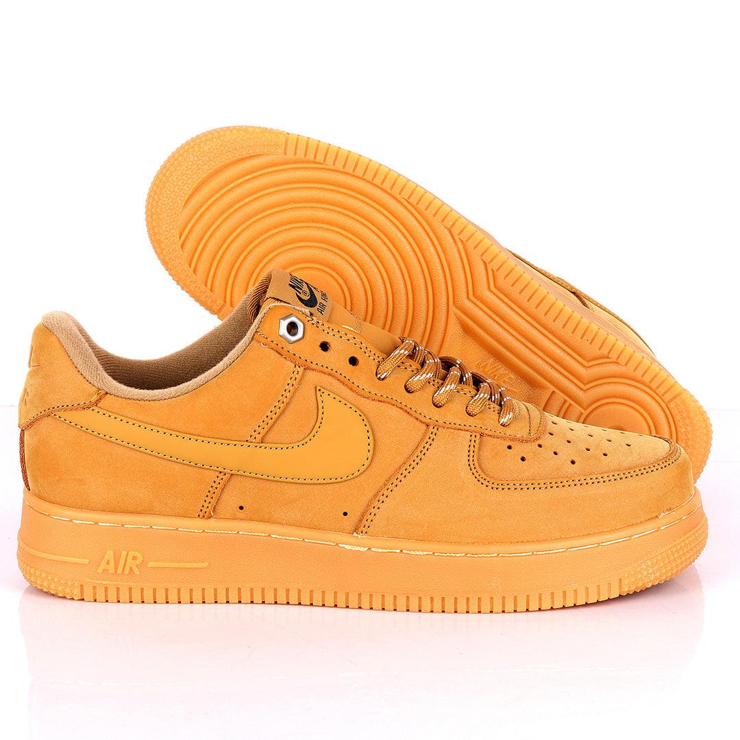 NK Force 1 Flat/Wheat-Gum Light Brown Sneakers - Obeezi