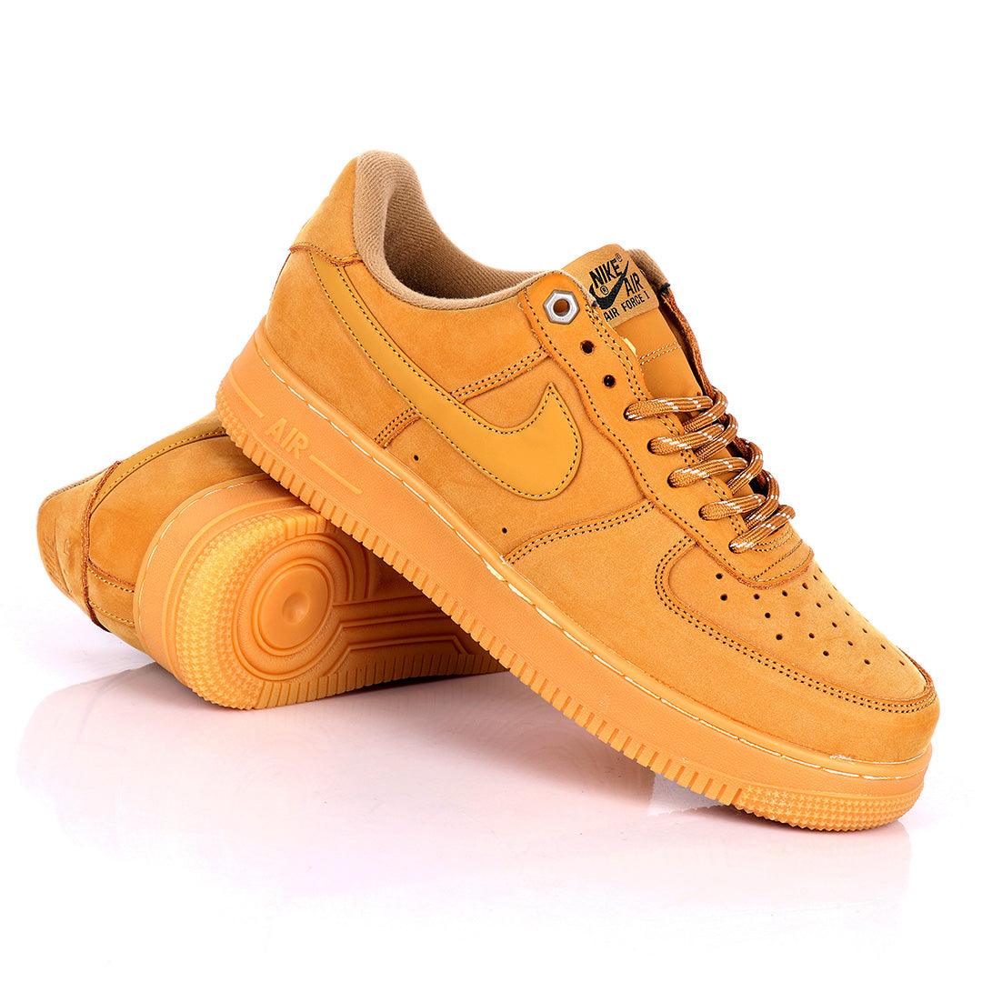 NK Force 1 Flat/Wheat-Gum Light Brown Sneakers - Obeezi