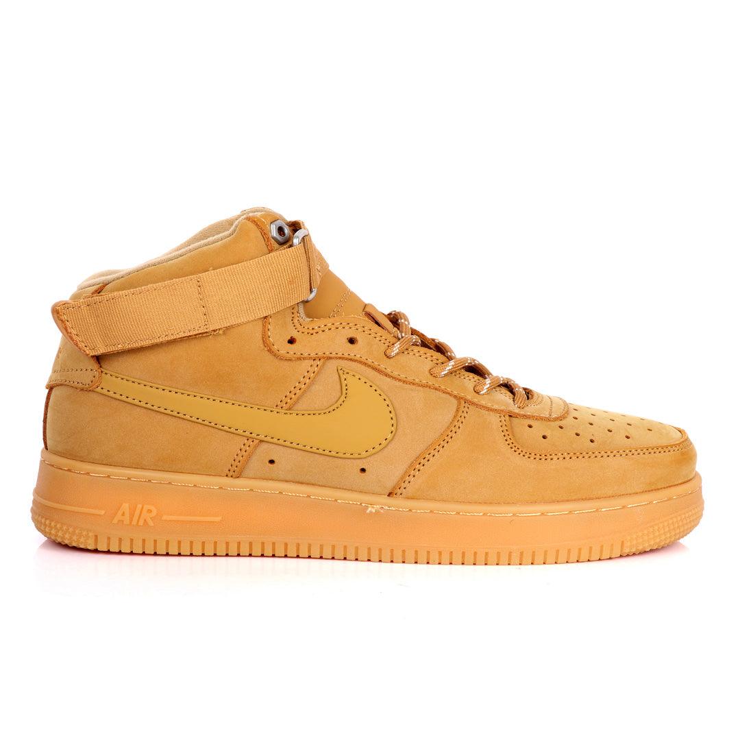 NK Force 1 High Wheat-Gum Light Brown Sneakers - Obeezi