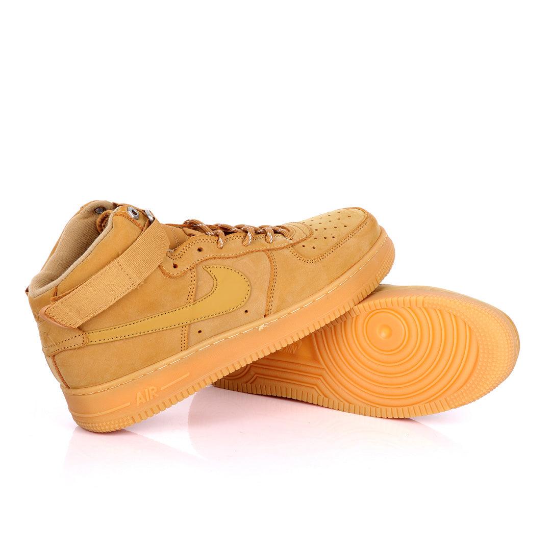 NK Force 1 High Wheat-Gum Light Brown Sneakers - Obeezi