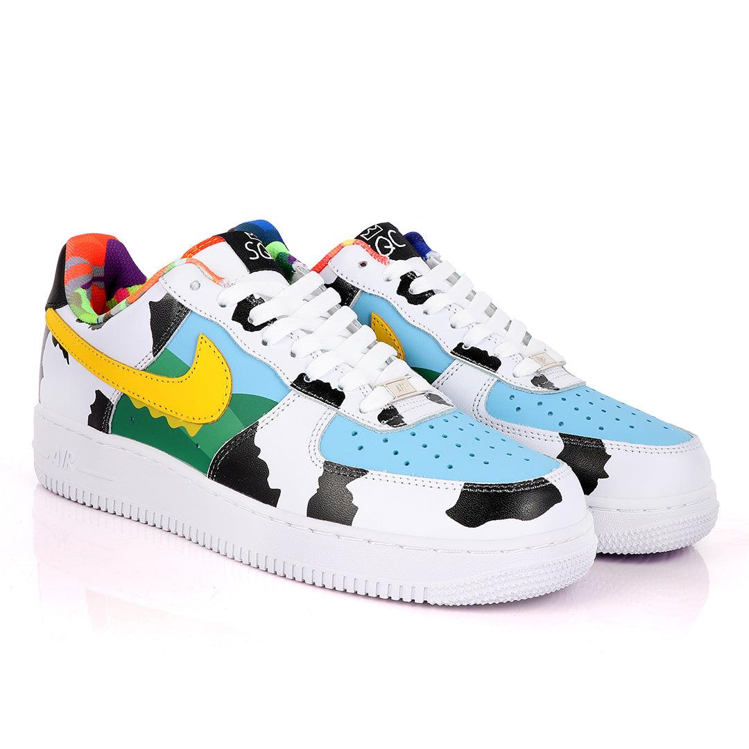 NK Force 1 SQC Low Premium Template Designed White Sneakers - Obeezi