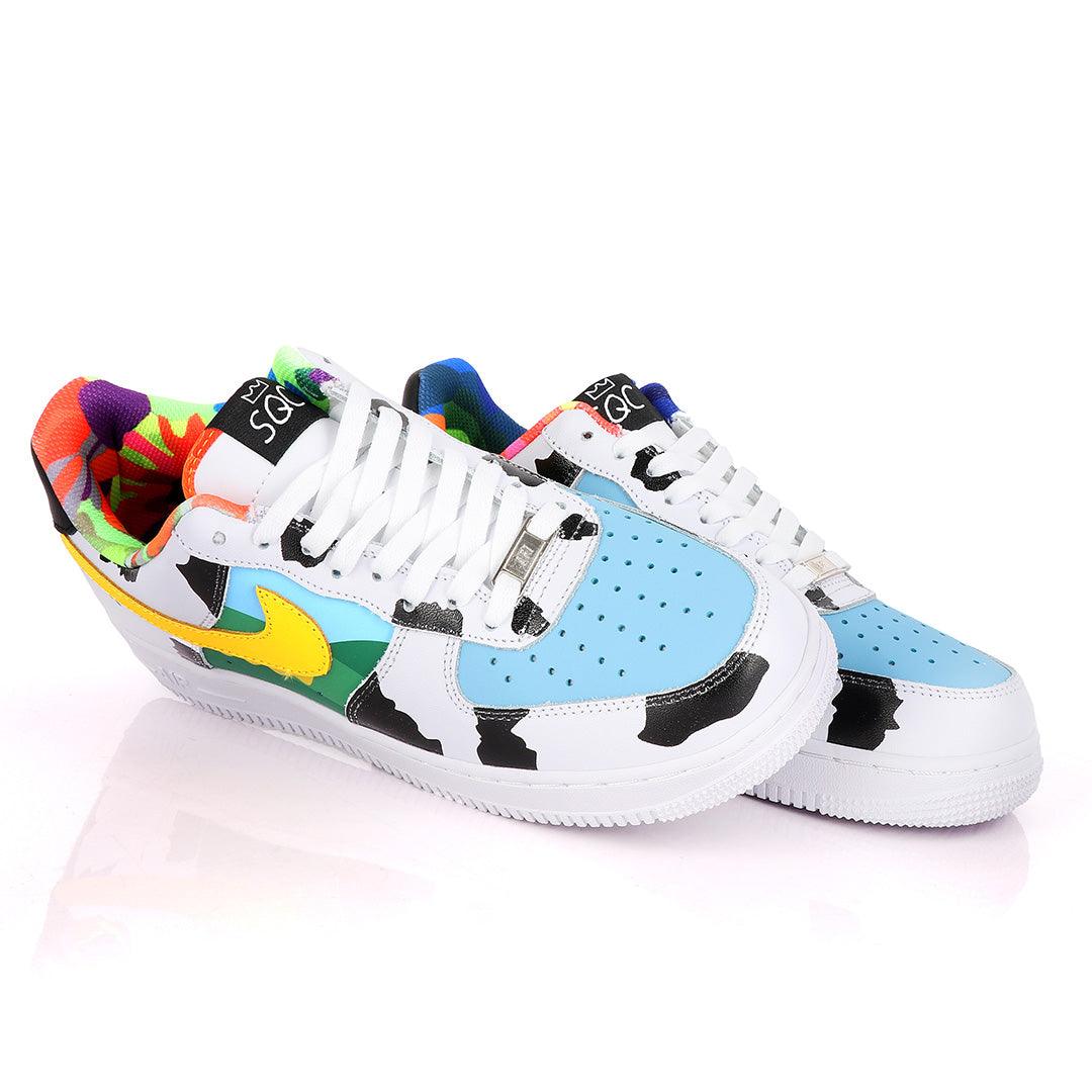 NK Force 1 SQC Low Premium Template Designed White Sneakers - Obeezi