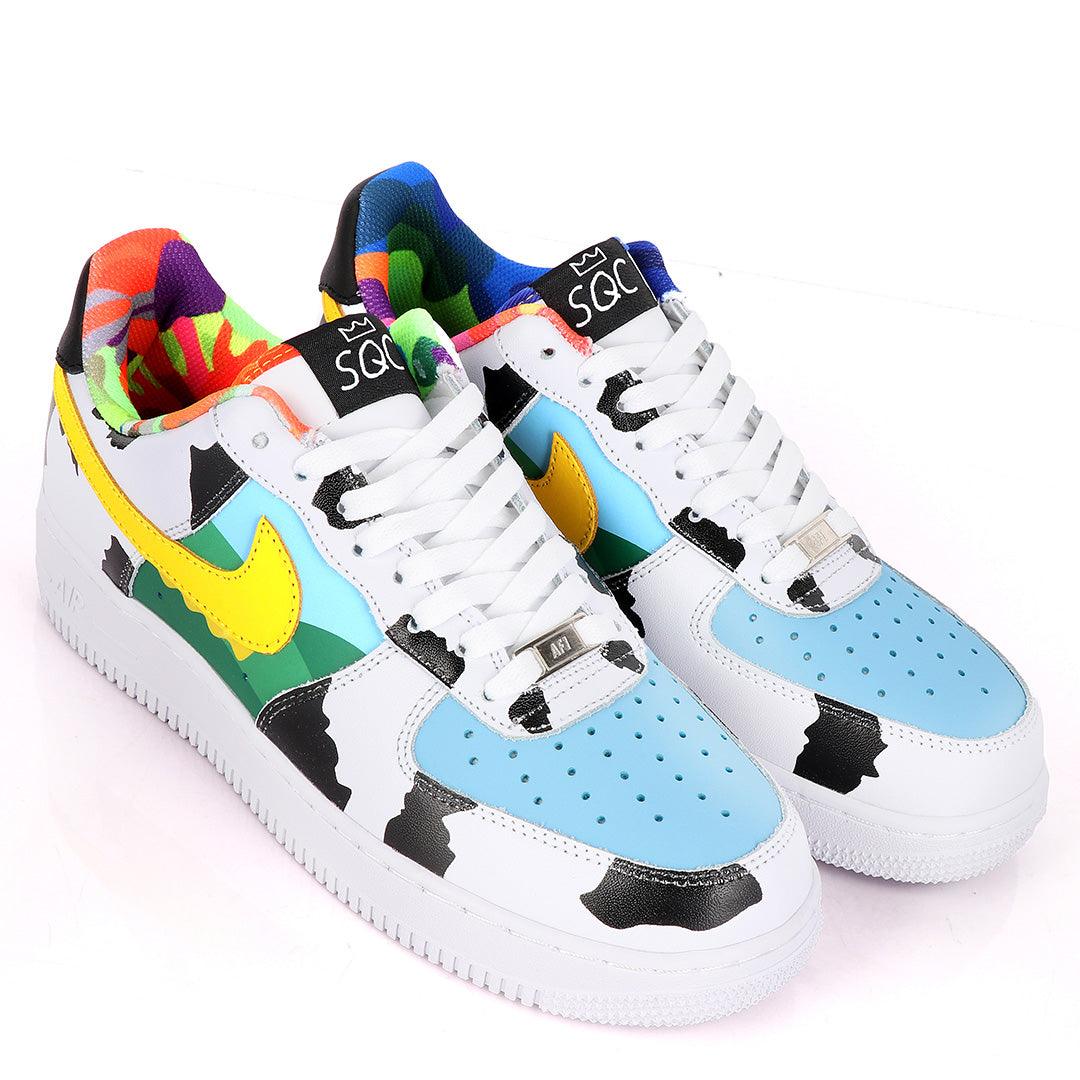 NK Force 1 SQC Low Premium Template Designed White Sneakers - Obeezi