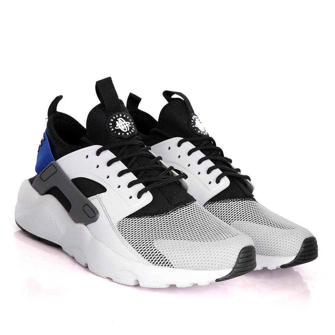 NK Huarache Ultra White Racer Blue Black And Dark Grey Sneakers - Obeezi