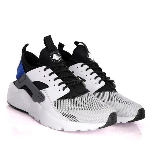 NK Huarache Ultra White Racer Blue Black And Dark Grey Sneakers - Obeezi