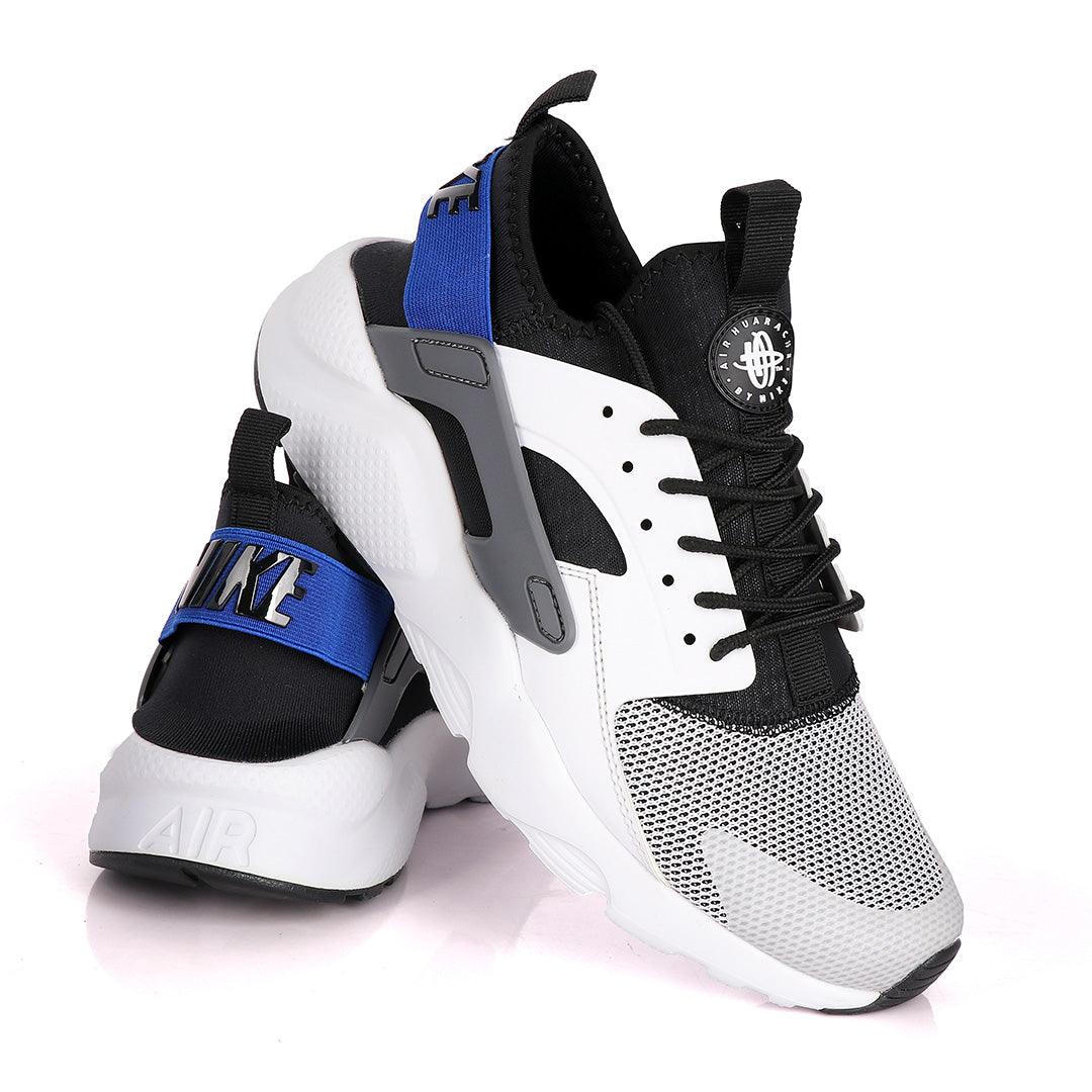 NK Huarache Ultra White Racer Blue Black And Dark Grey Sneakers - Obeezi