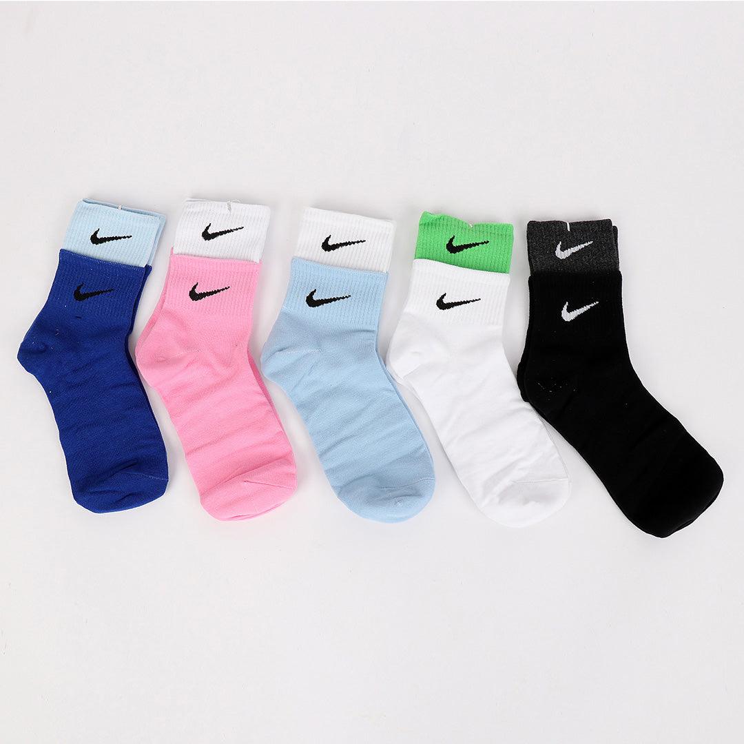 NK Logo Designed 5 in 1 Dry Wicks Moisture Cotton Socks - Obeezi.com