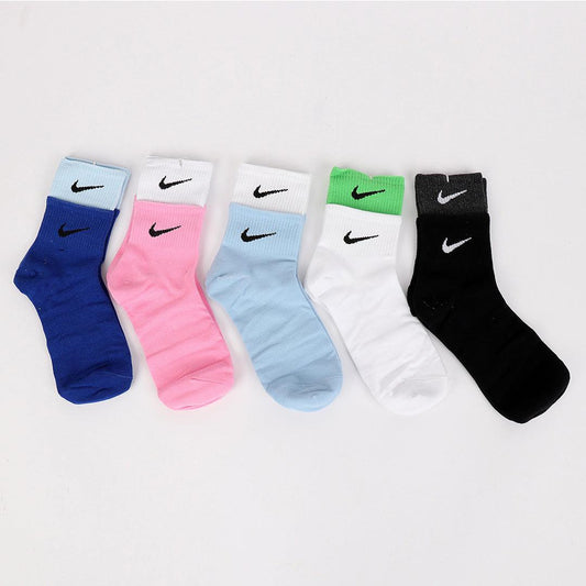NK Logo Designed 5 in 1 Dry Wicks Moisture Cotton Socks - Obeezi.com