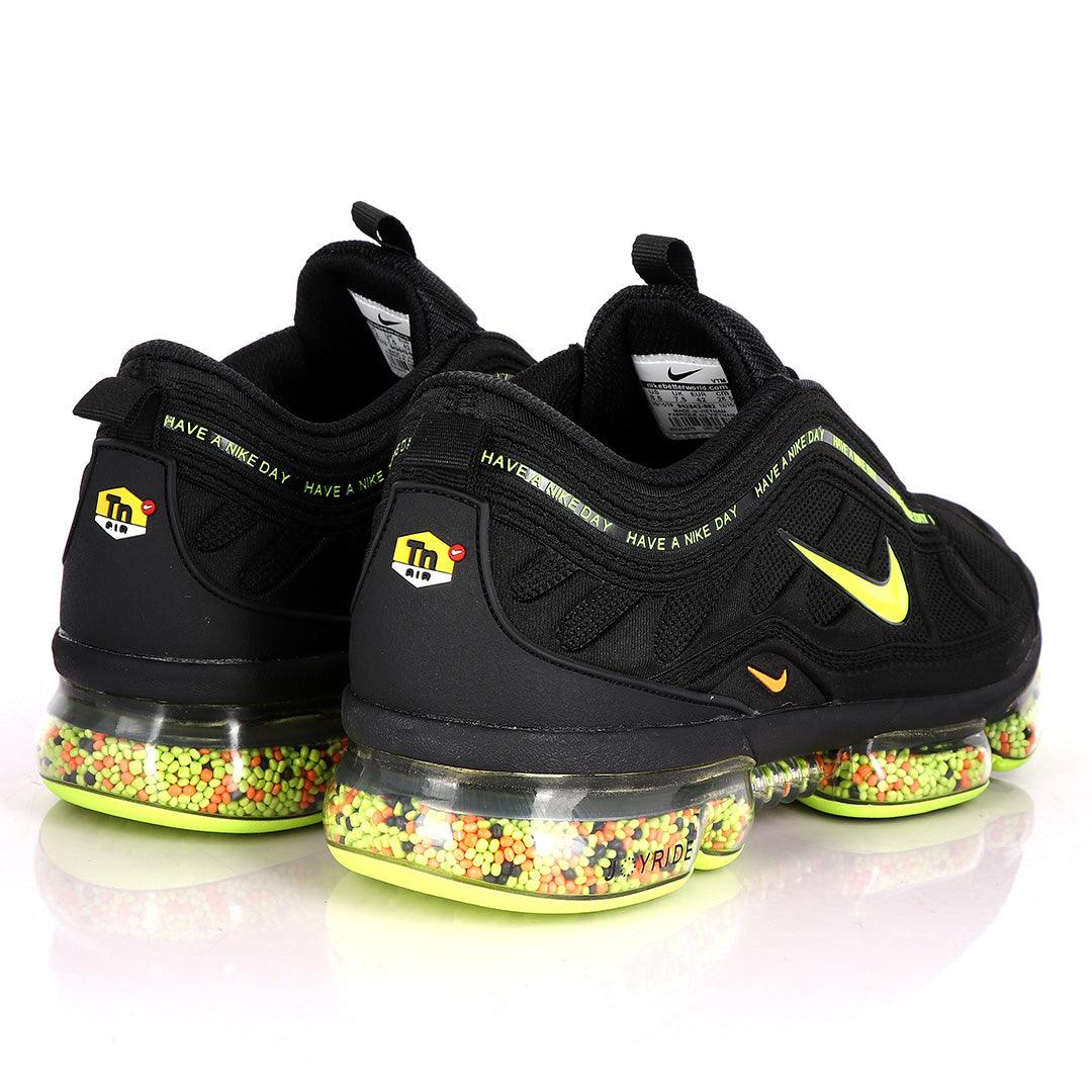 NK Max Black Sneakers With Pearl Filled Tuned Pressure Sole And Lemon Logo Design - Obeezi