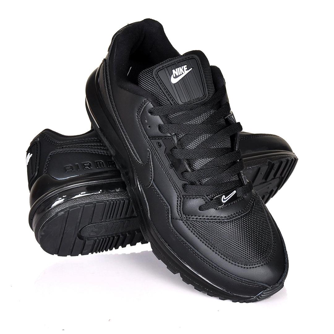 NK Max LTD 3 Side Logo Patterned All Black Sneakers - Obeezi.com