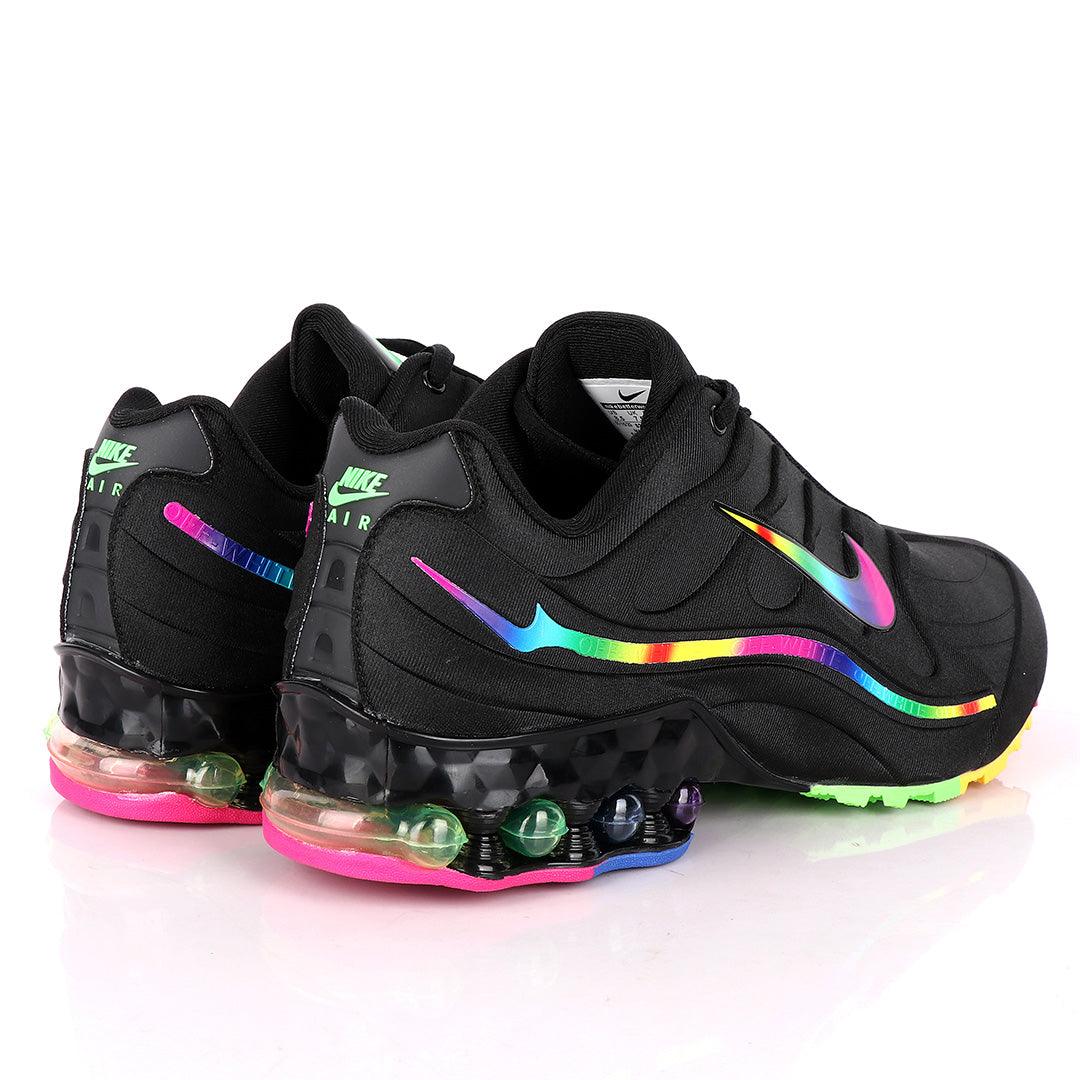 NK Max Off-White Black Sneakers With Multi-color Sole And Logo - Obeezi