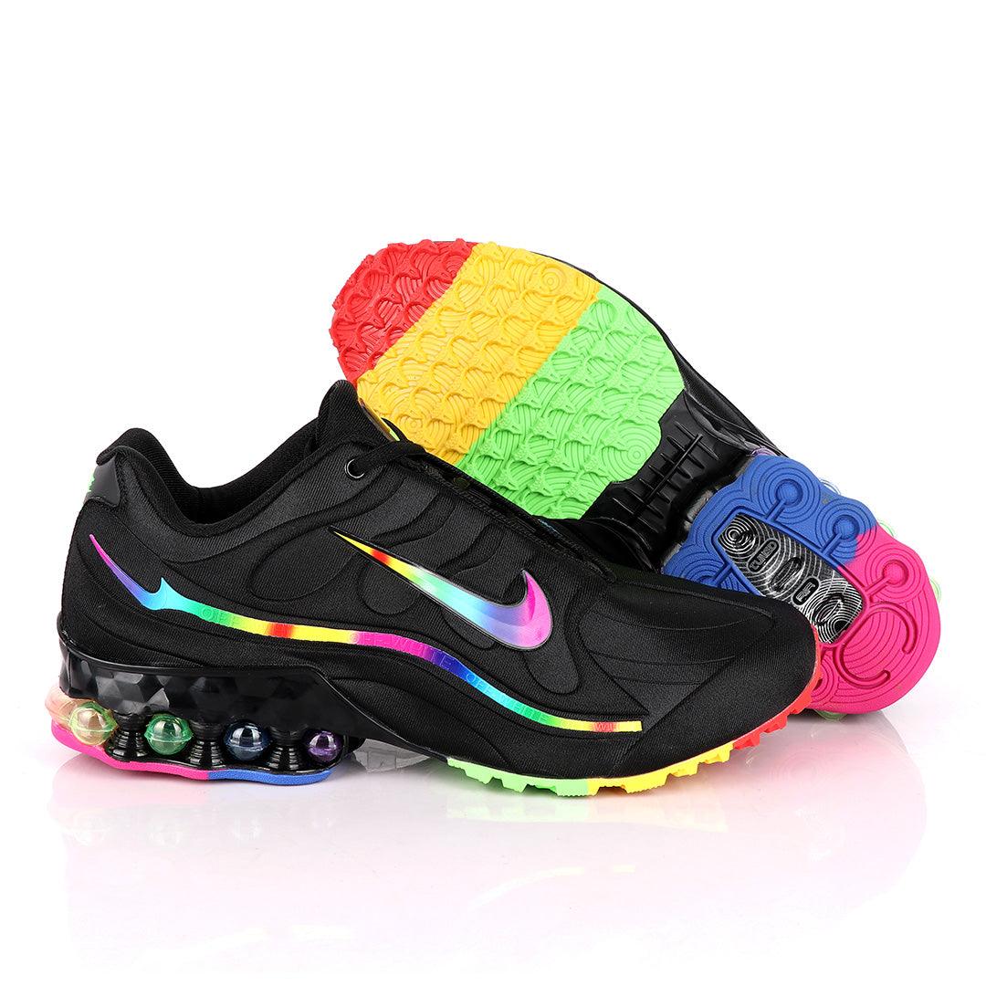 NK Max Off-White Black Sneakers With Multi-color Sole And Logo - Obeezi