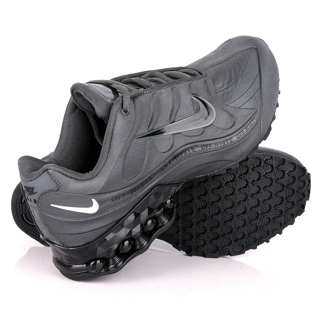 NK Max Off-White Grey Sneakers With Black Carbon Logo Design - Obeezi