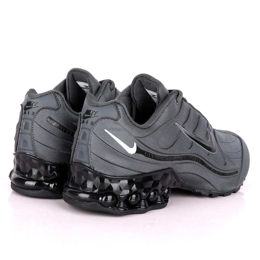 NK Max Off-White Grey Sneakers With Black Carbon Logo Design - Obeezi