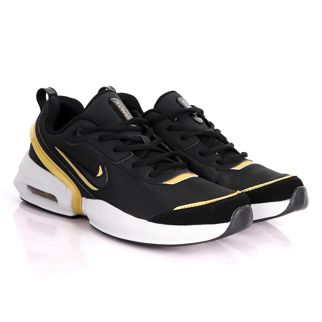 NK Max Tavas Se Black With Classic Gold Design Sneakers - Obeezi