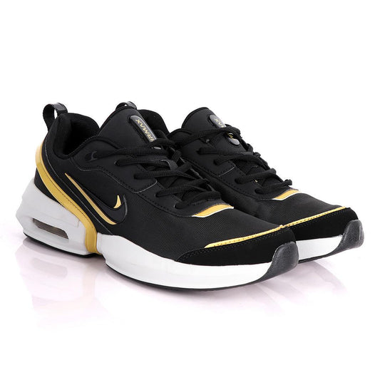 NK Max Tavas Se Black With Classic Gold Design Sneakers - Obeezi
