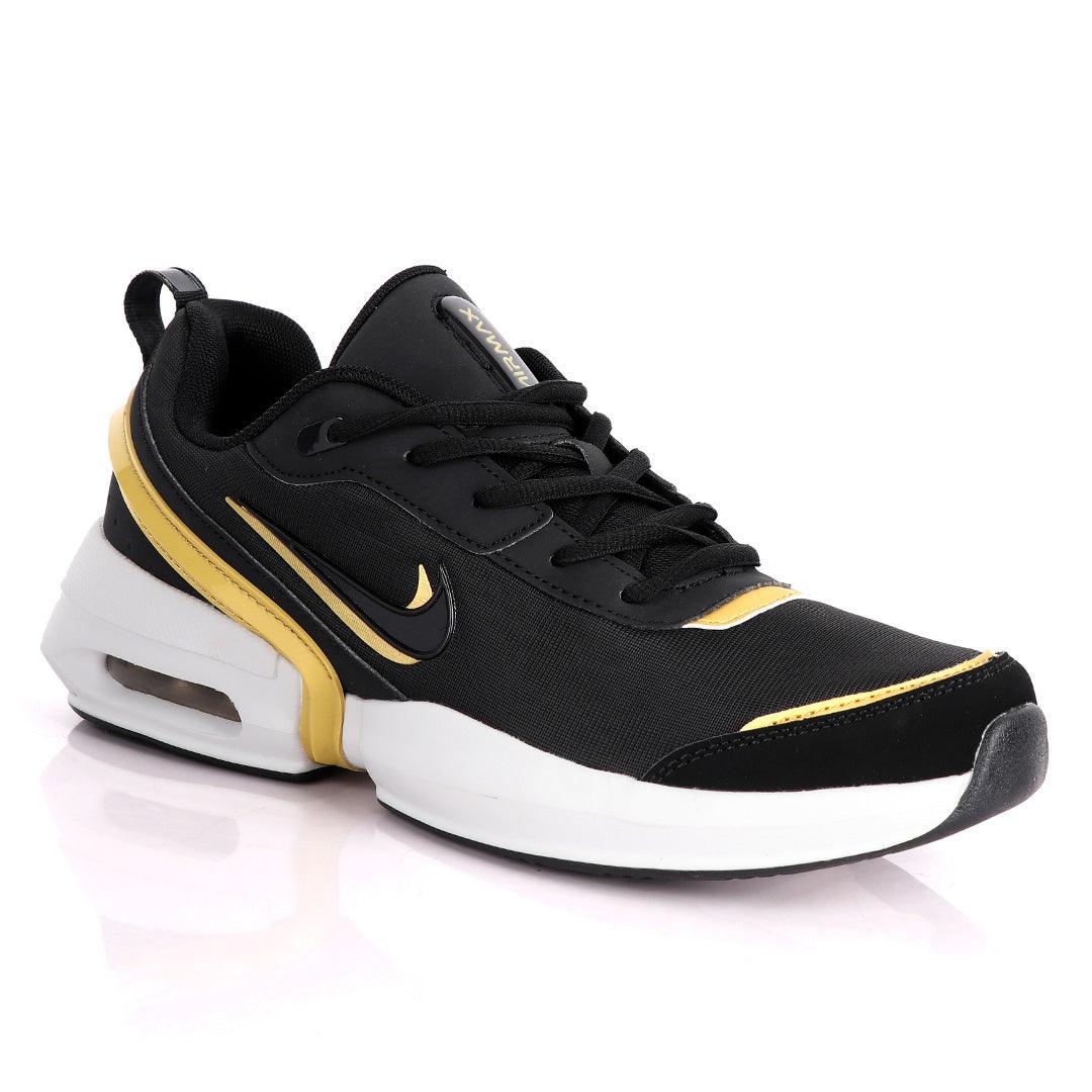 NK Max Tavas Se Black With Classic Gold Design Sneakers - Obeezi
