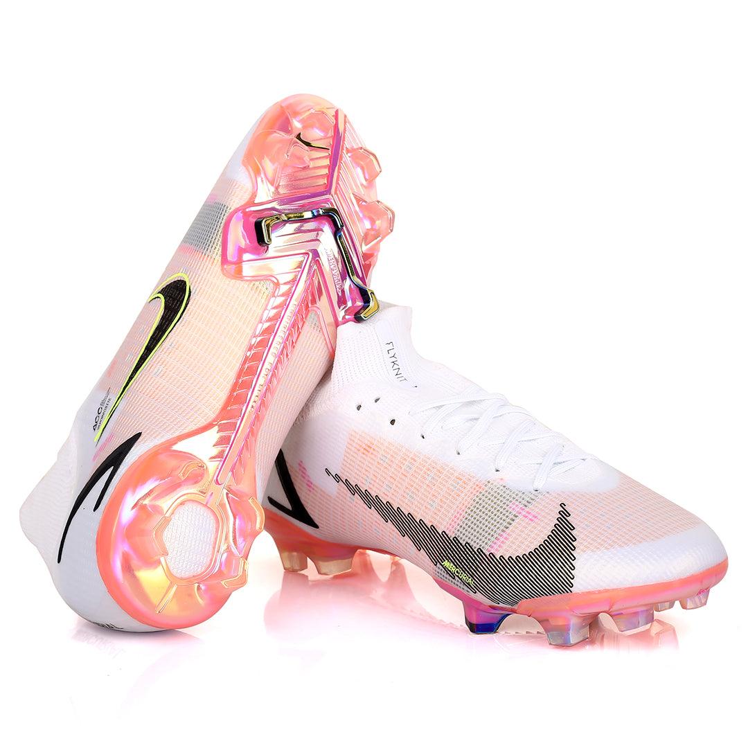 NK Mercurial Logo Designed High Top Football Boots - White - Obeezi.com