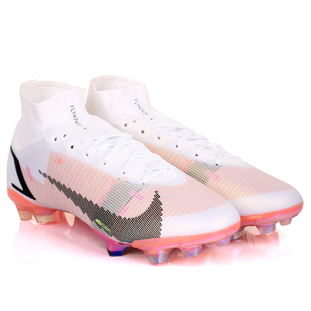 NK Mercurial Logo Designed High Top Football Boots - White - Obeezi.com