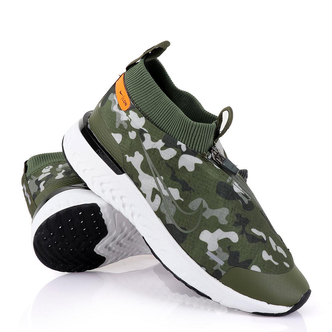 NK React Run Utility Green Running Sneakers - Obeezi