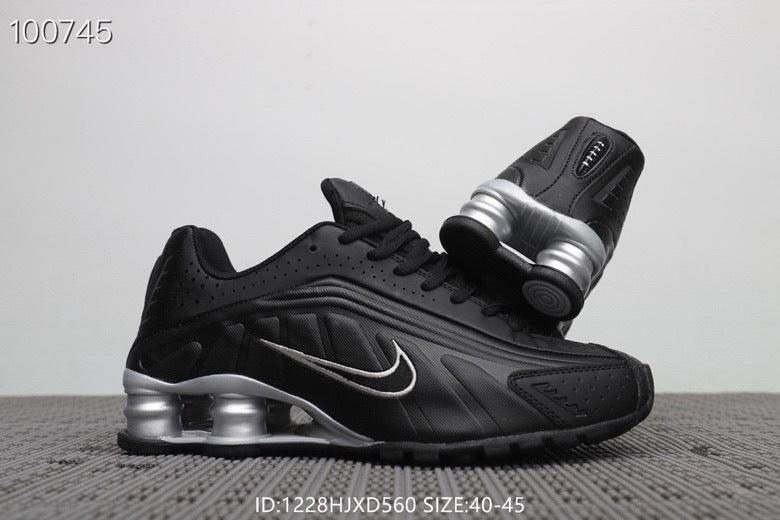NK Shox R4 Black Silver Men's Trainers Running Shoes - Obeezi