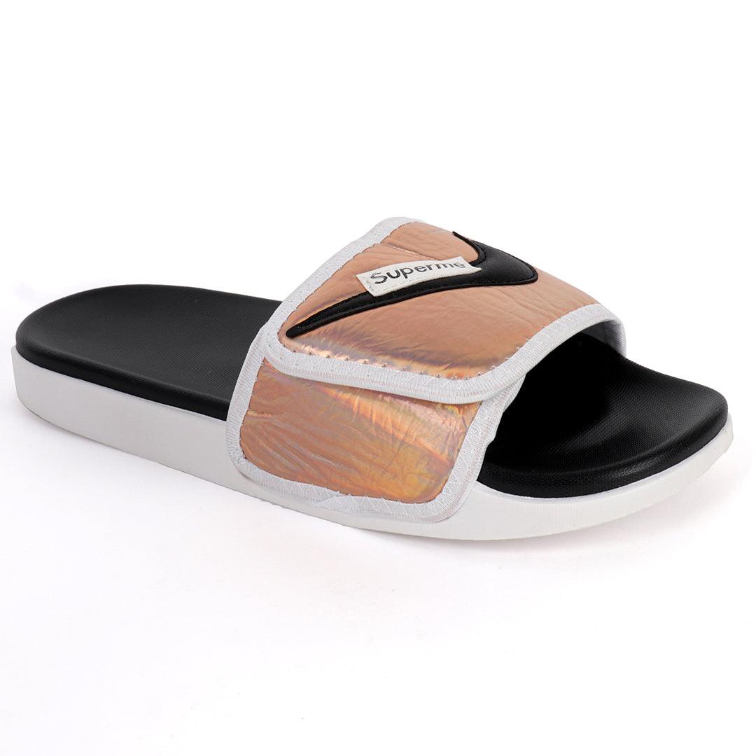 NK Swooch Supreme Gold Men's Slide - Obeezi.com