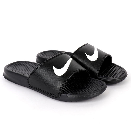 NK Two ways Designed JDI Black With White Logo Men's Slides - Obeezi.com