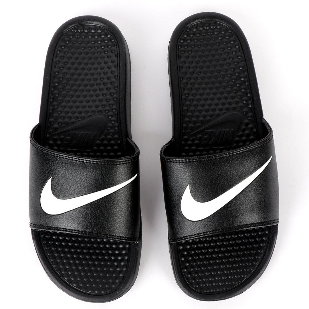 NK Two ways Designed JDI Black With White Logo Men's Slides - Obeezi.com