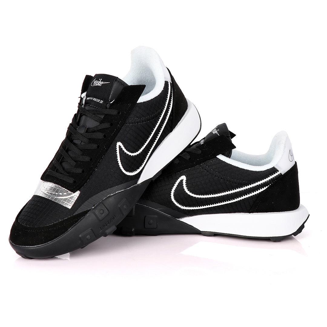 NK Waffle Racer Black And White Sneakers - Obeezi