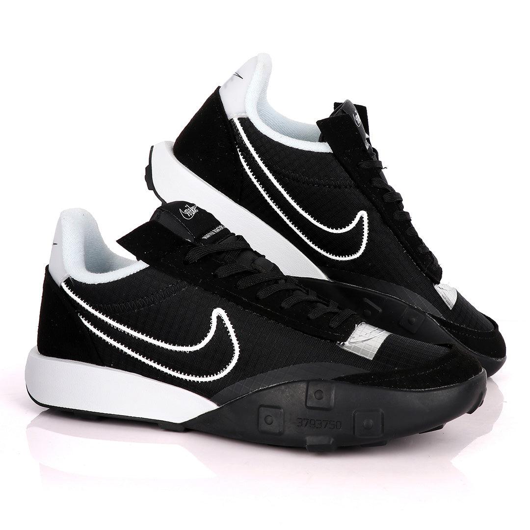 NK Waffle Racer Black And White Sneakers - Obeezi
