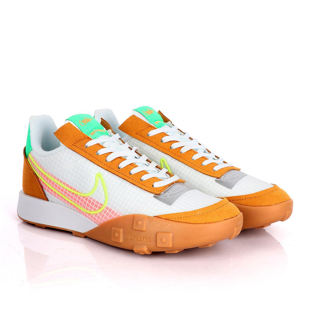 NK Waffle Racer White And Brown Sneakers - Obeezi