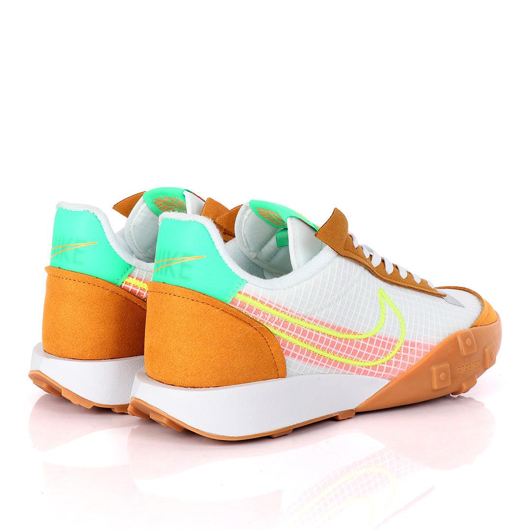 NK Waffle Racer White And Brown Sneakers - Obeezi