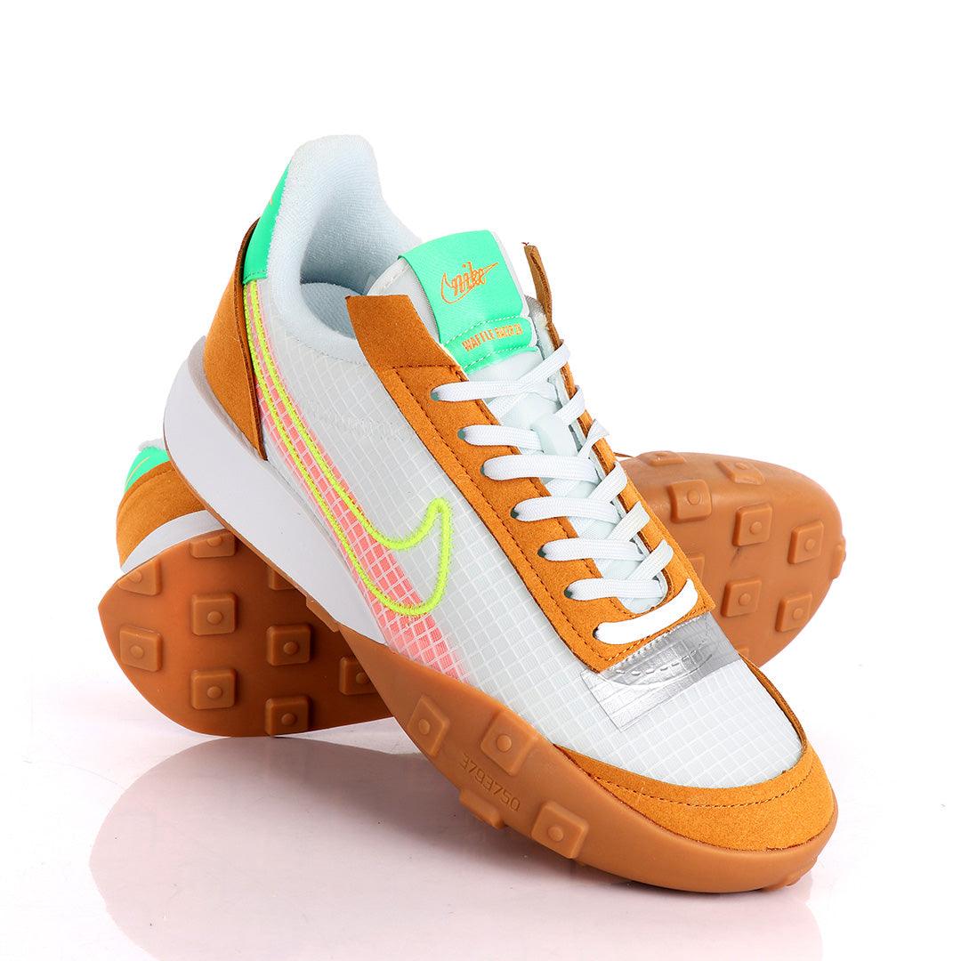 NK Waffle Racer White And Brown Sneakers - Obeezi