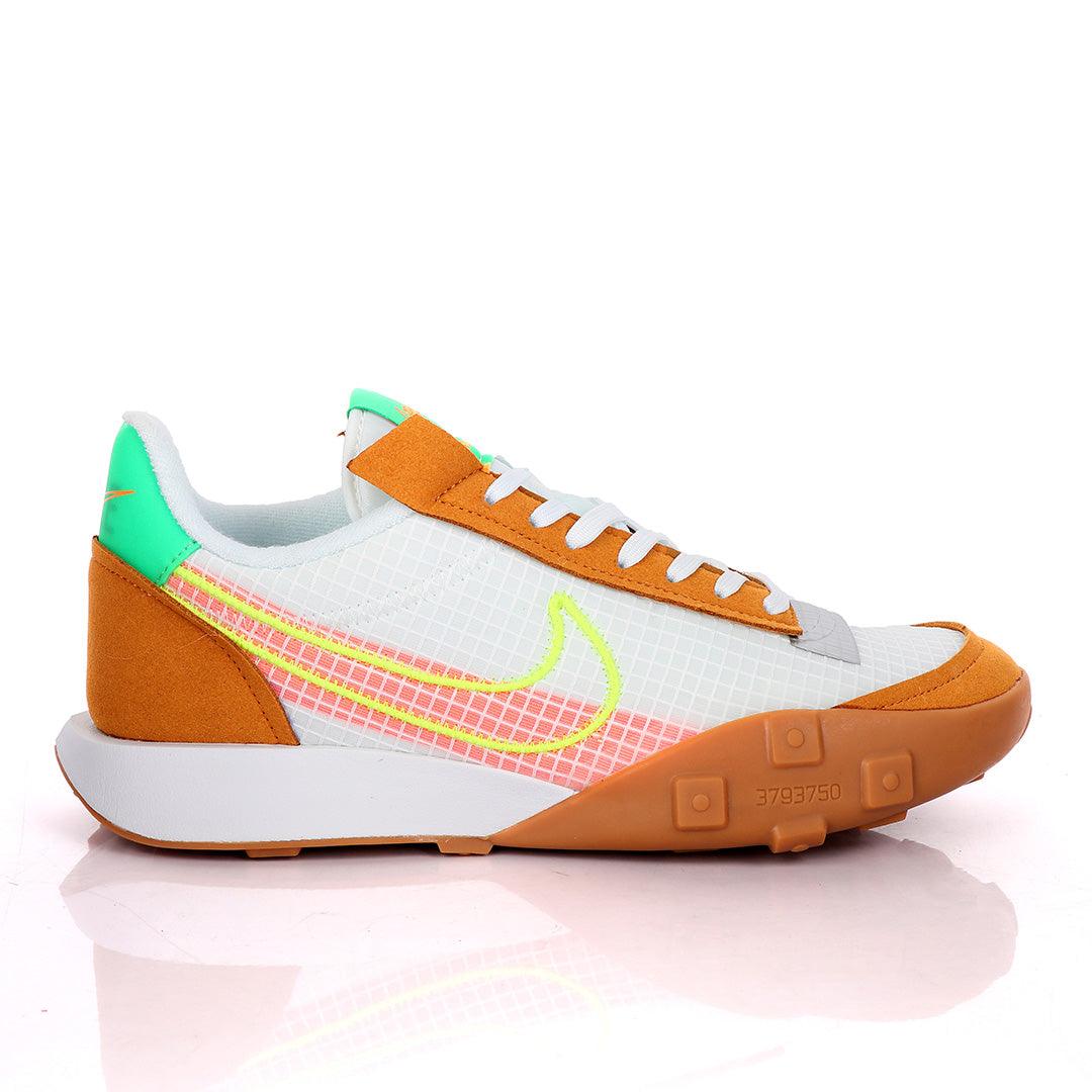 NK Waffle Racer White And Brown Sneakers - Obeezi