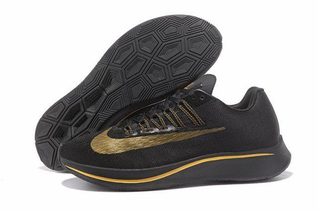Nk Zoom Fly Black WITH Gold Logo Sneakers - Obeezi