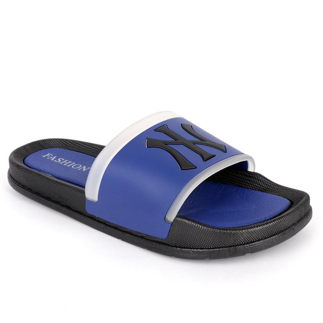 NY Fashion Big Logo Men's Brave Slide-Navy Blue - Obeezi.com