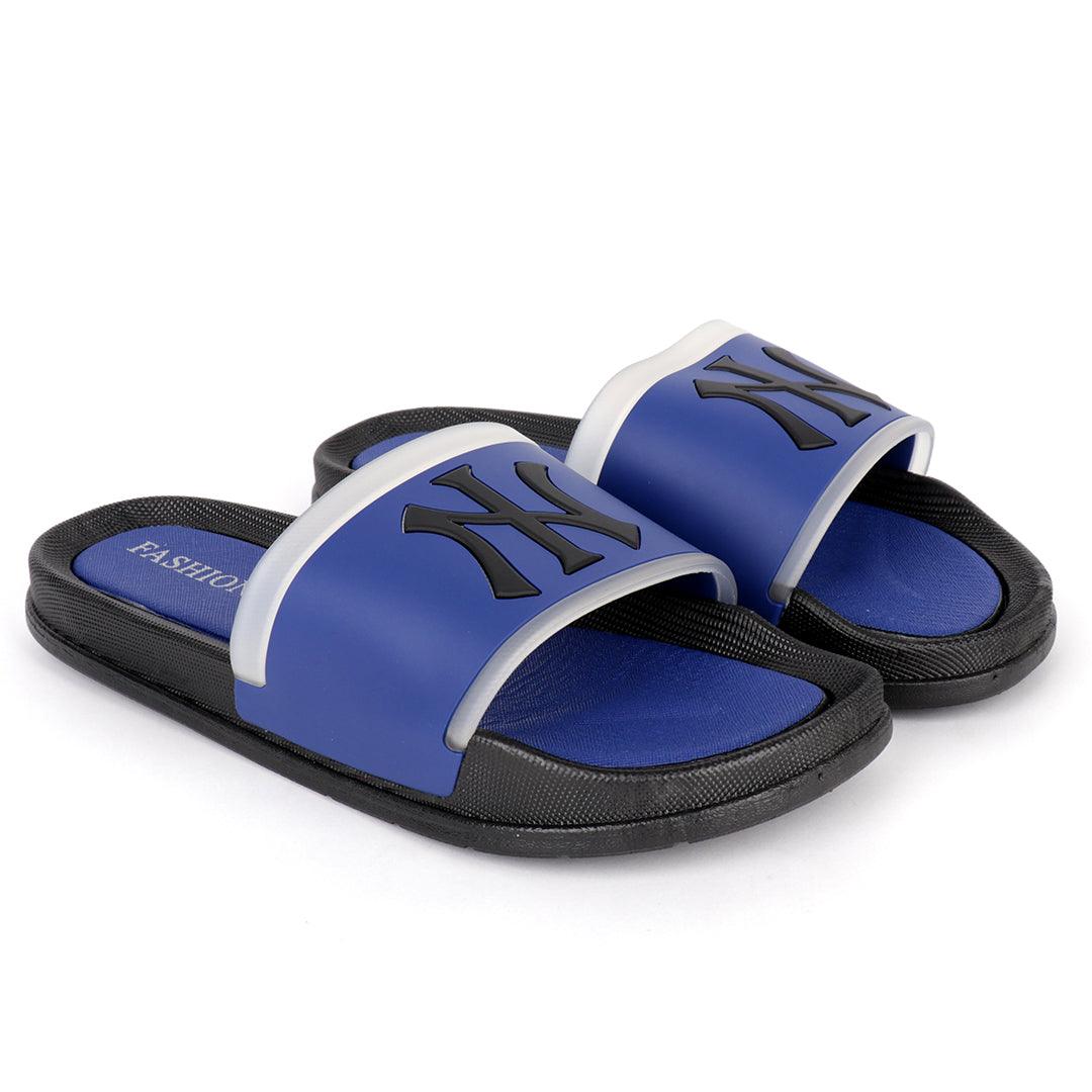 NY Fashion Big Logo Men's Brave Slide-Navy Blue - Obeezi.com