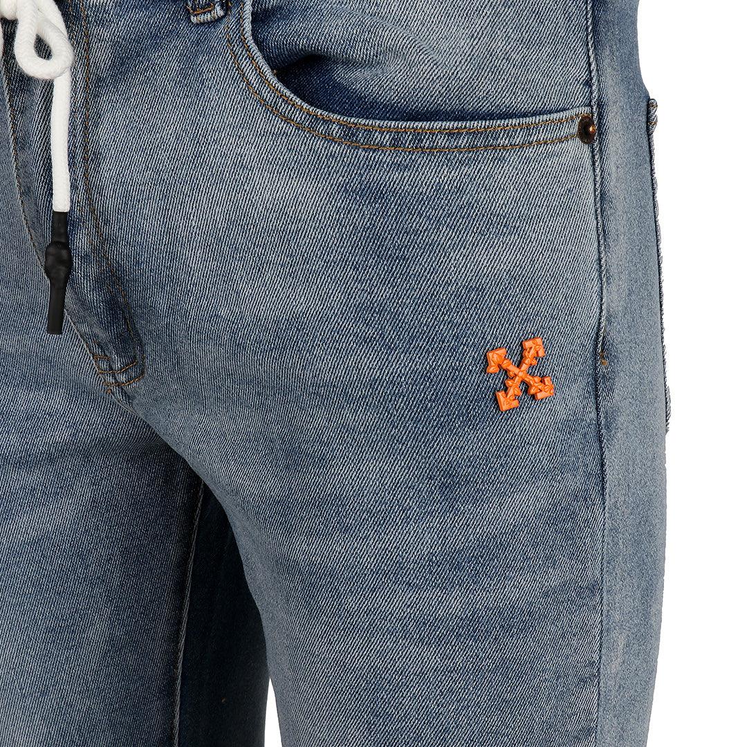 O.W Virgil Abloh Collection Authentic Men's Denim Label Jeans- Blue - Obeezi.com