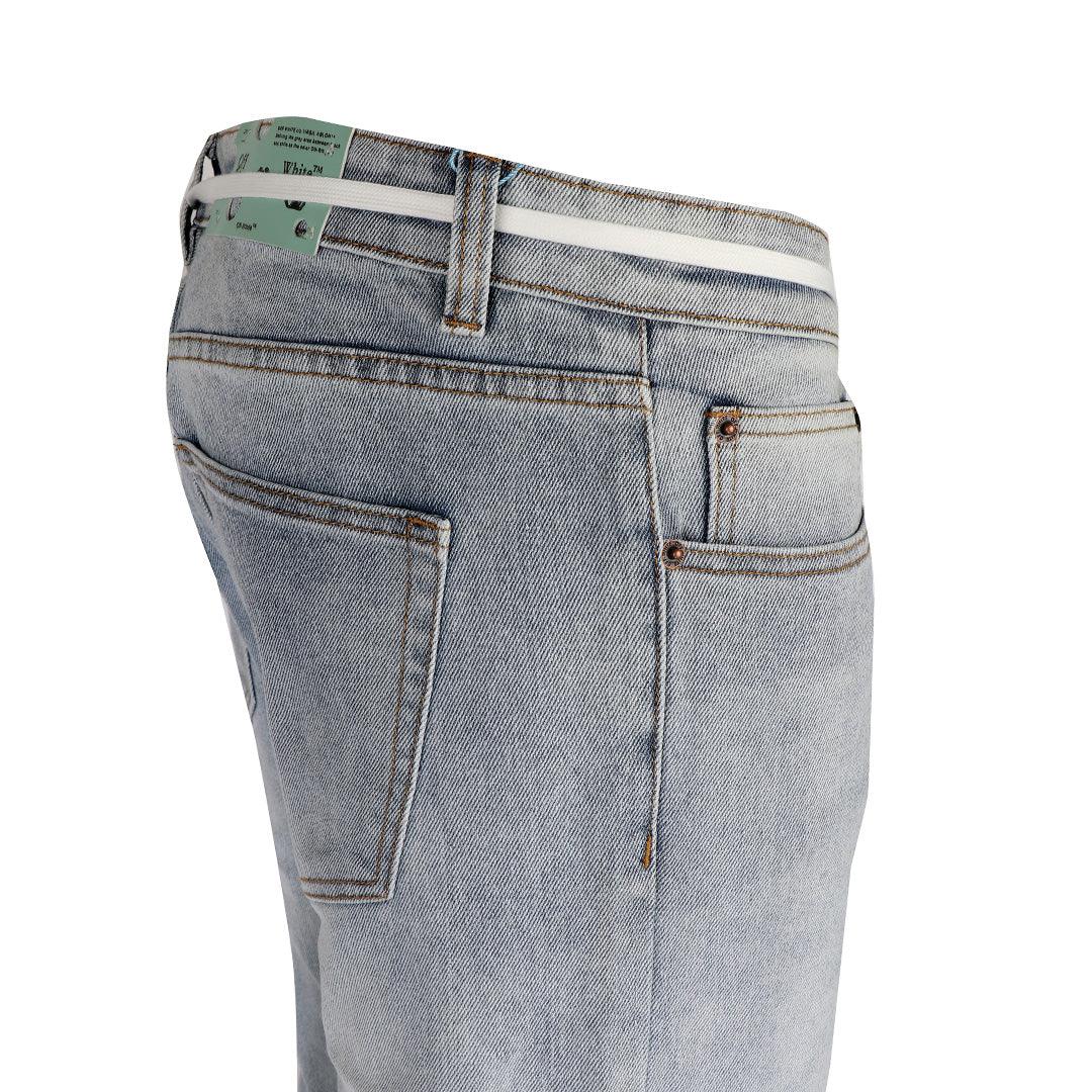 O.W Virgil Abloh Collection Denim Label Jeans- Blue - Obeezi.com