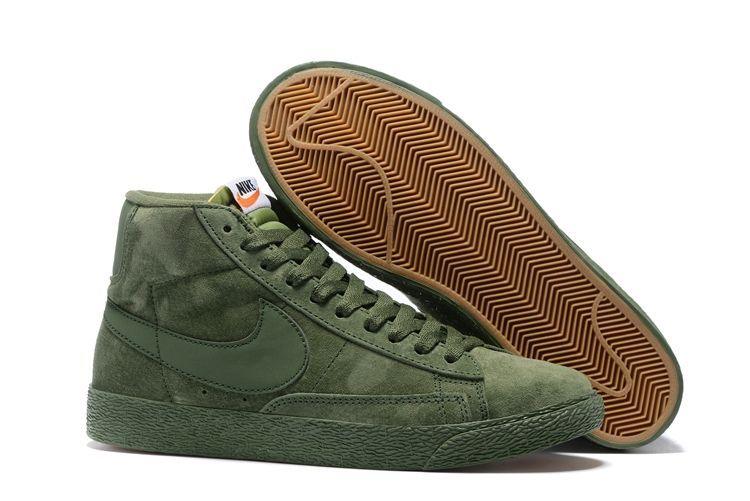 Obeezi Blazer Mid Premium Vintage Olive Green Suede Sneaker - Obeezi
